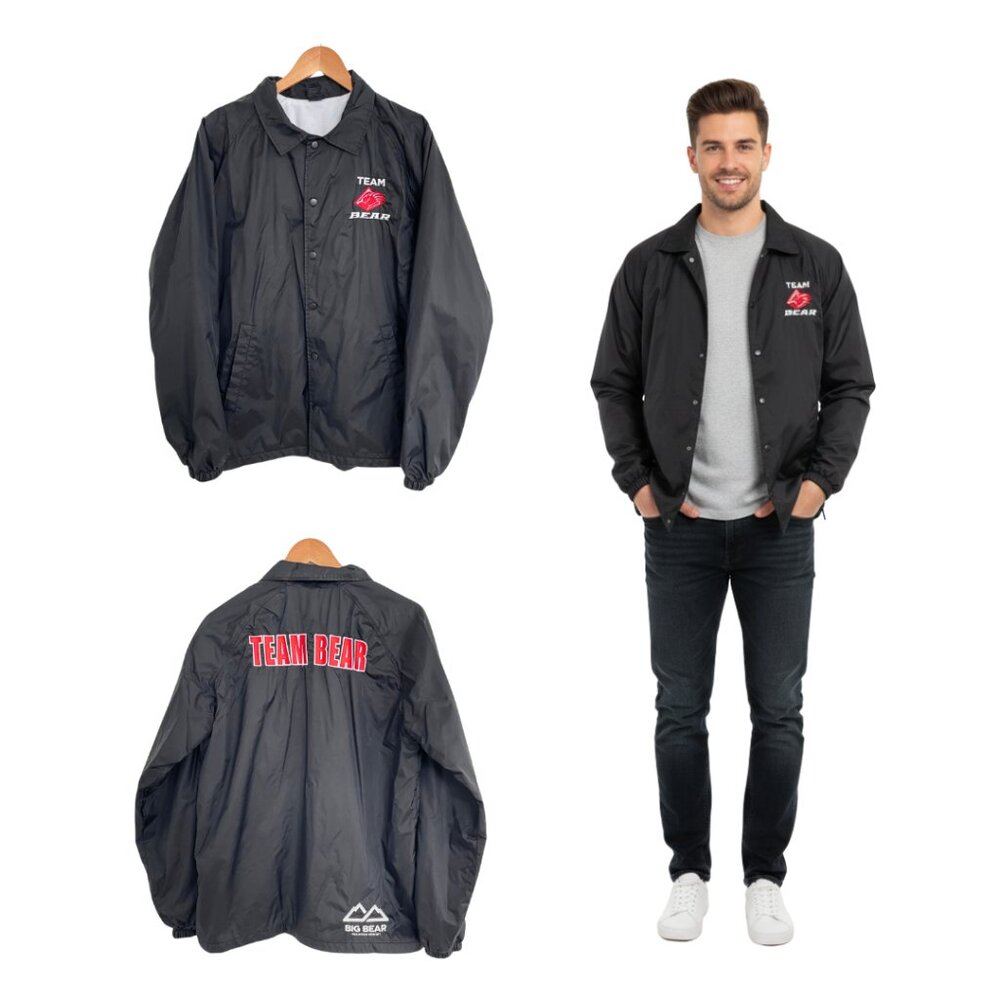 Beimar Windbreaker Jacket Men Medium Black Snowboarding Team Big Bear Ski Coach